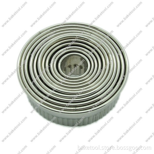 Stainless steel11pcs Round shape cookie cutter/mold set with fluted edge
